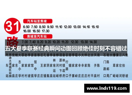五大夏季联赛经典瞬间动图回顾绝佳时刻不容错过